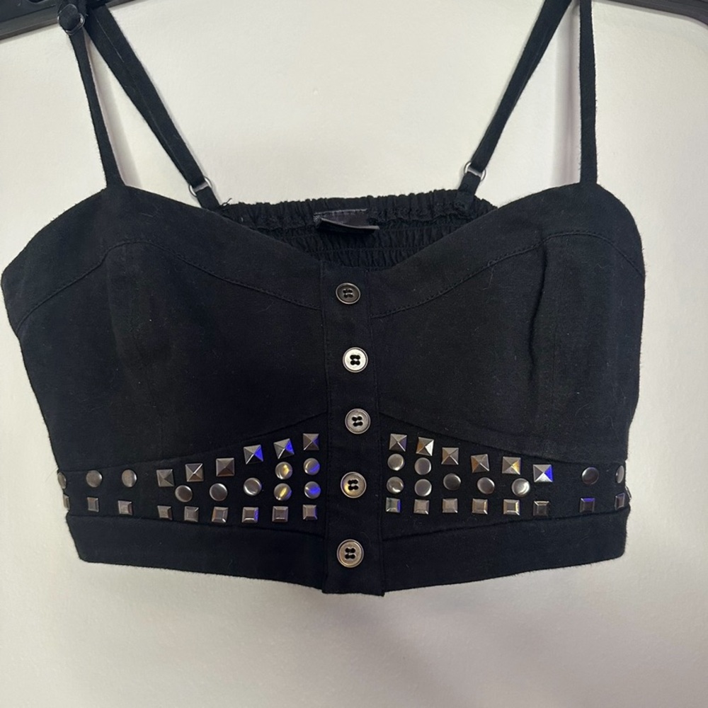 Black Studded Crop Top